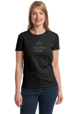 Yorkshire Terrier   Ladies Rhinestone Black T Shirt  Sizes Small 