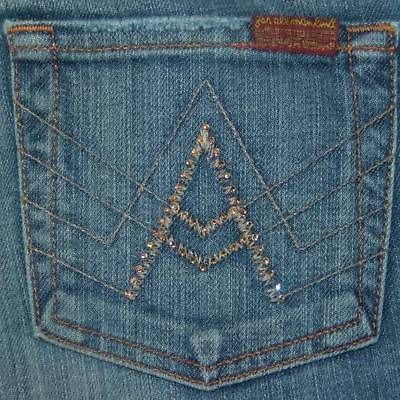 Sz 26) Seven 7 for All Mankind Caribbean Champagne Crystal A Pocket 