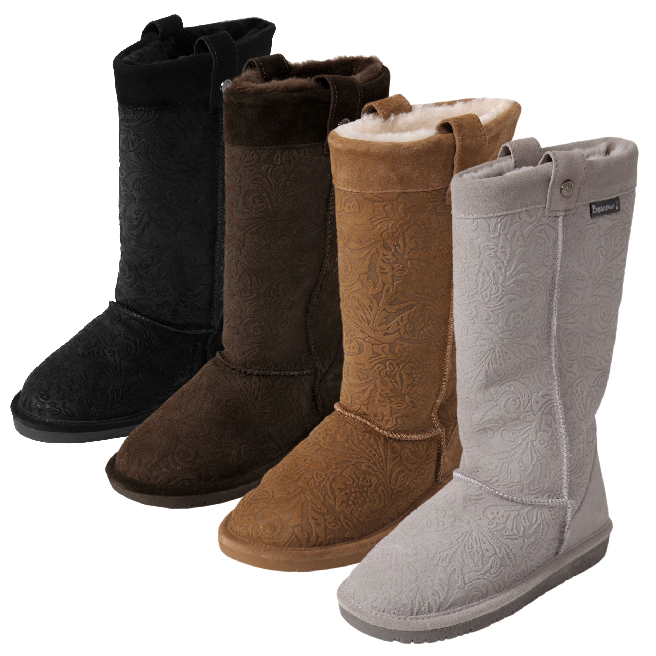 Womens Bearpaw Brandy 12 inch Sheepskin lined Embossed Suede Boot (Box 