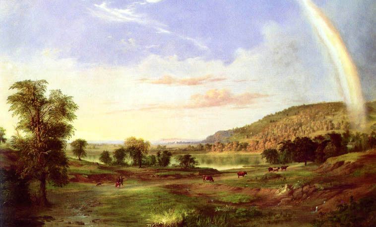 Landscape w Rainbow Robert Duncanson Canvas Repro Small