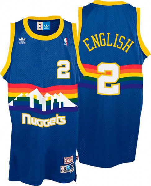 Alex English Jersey Adidas Blue Throwback Swingman 2 Denver Nuggets 