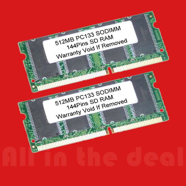 1GB 2X 512MB SDRAM PC133 144pin 133MHz Laptop SODIMM