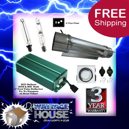 600W 6 COOL TUBE HPS & MH DIGITAL GROW LIGHT PACKAGE COMBO SYSTEM SET 