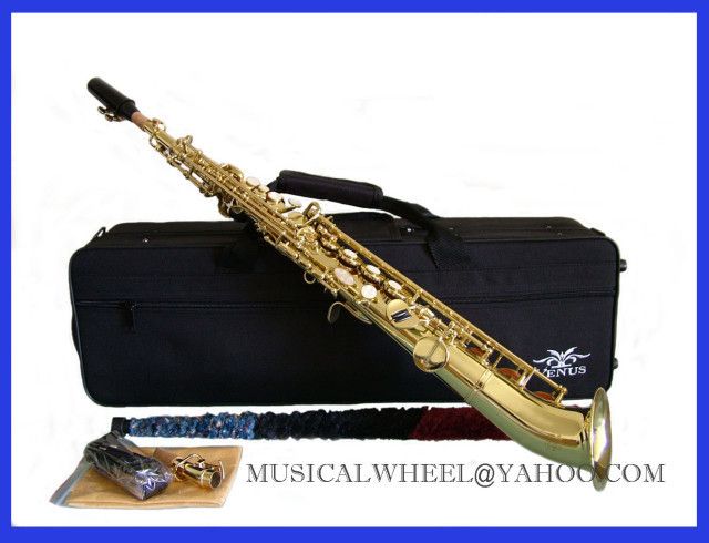 Curved Bell Soprano Saxophone Sax Saxello Gold Lacquer