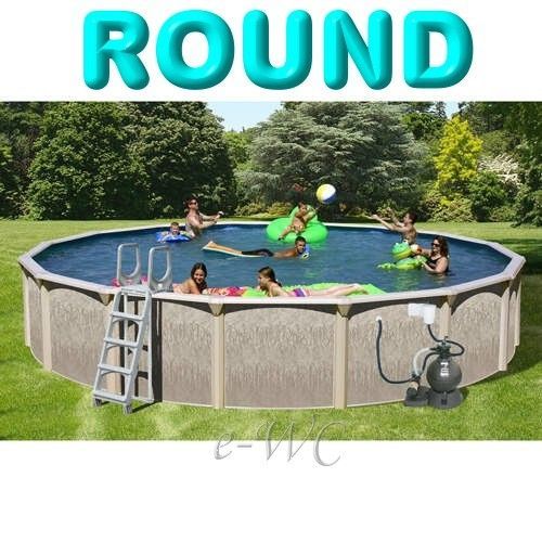 24ft Above Ground Round Swimming Pool Package Set