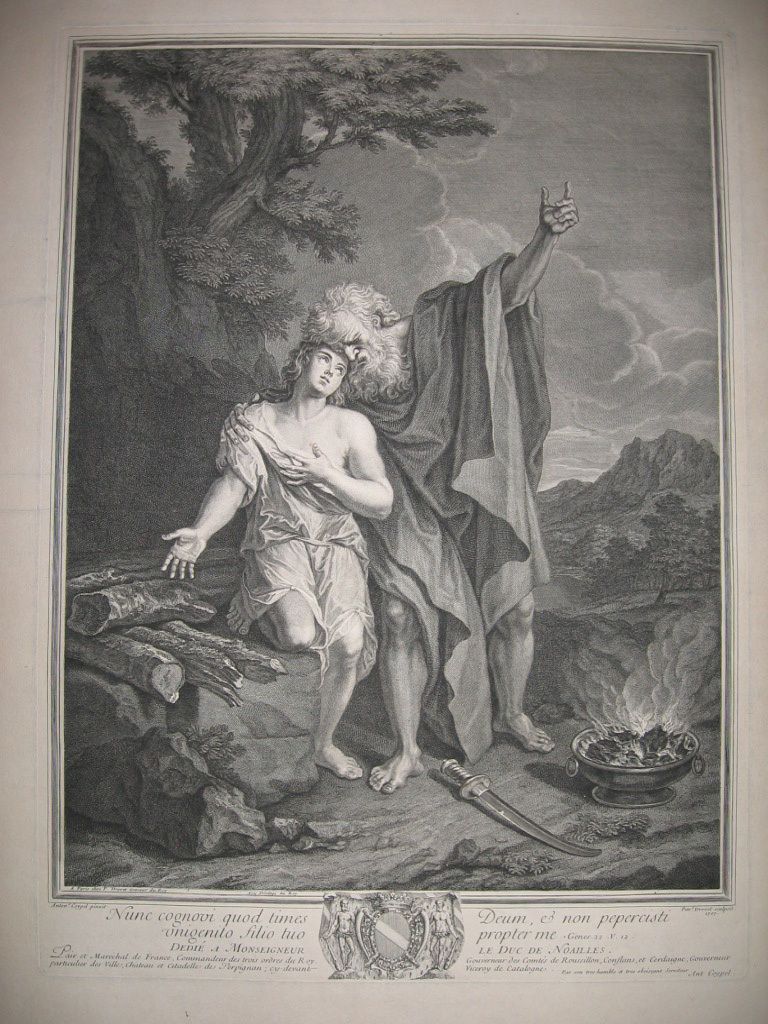   Von Pierre Drevet Das Opfer Abrahams 1707 Engraving Sacrifice