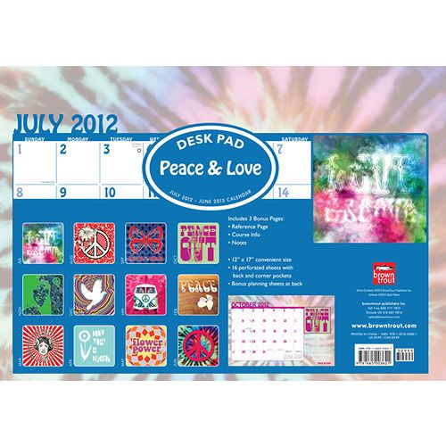 Peace & Love Academic 2013 Desk Pad