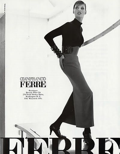 1992 Ferre Steven Meisel Linda Evangelista Magazine Ad