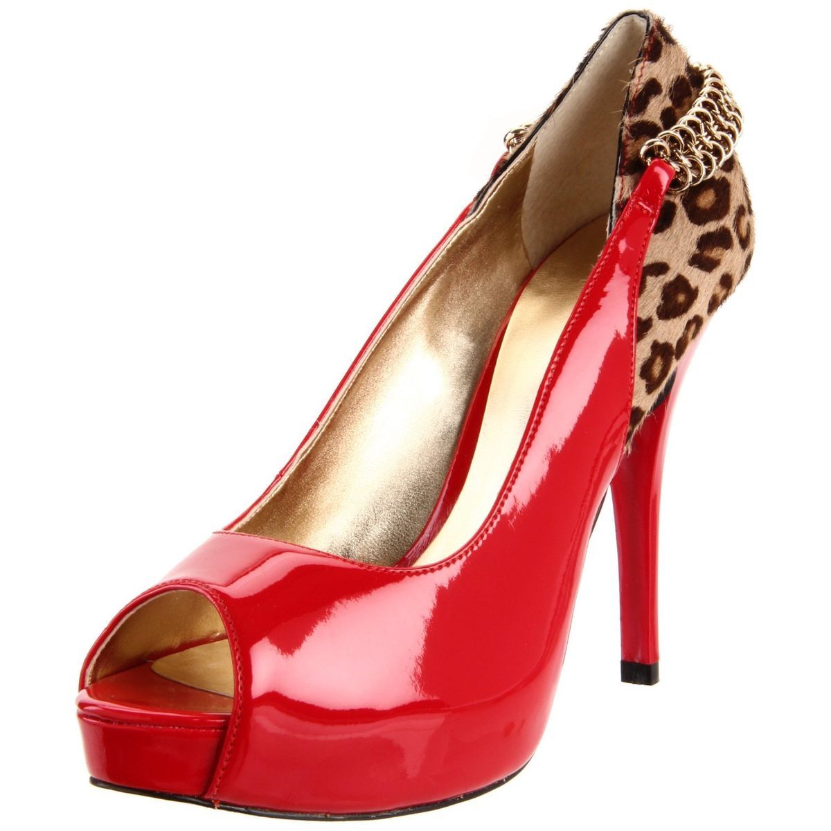 Guess Adelina Open Toe Pump in Red Leopard