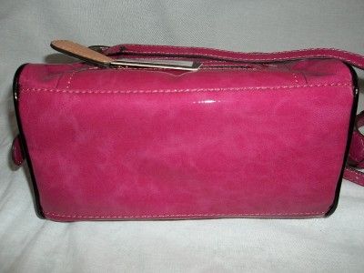 Guess Aerin Flap Top Handle Tote Shoulder Bag Satchel Handbag Fuchsia 