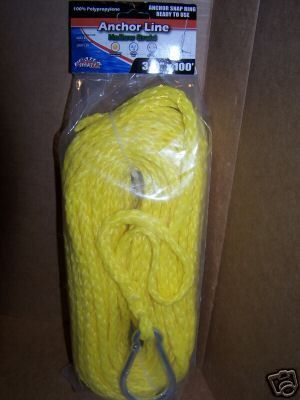 X100 Yellow Hollow Braid Polypropylene Anchor Line