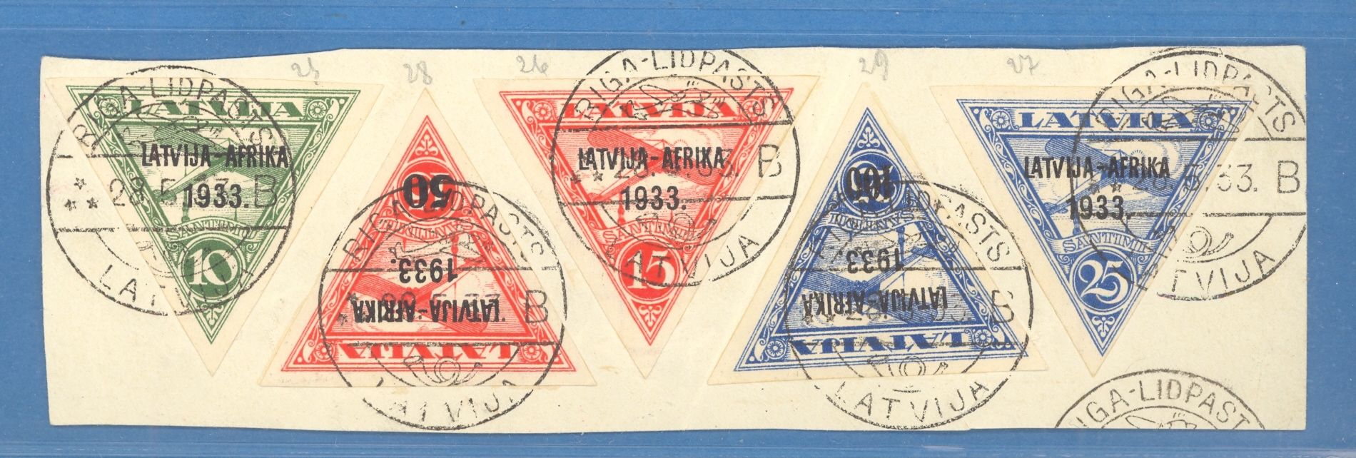 Latvia Lettland Latvija Afrika 1933 Cancelled Riga Lidpasts RARE 4182 