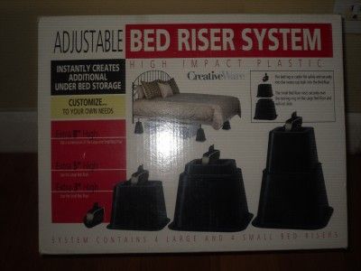 Adjustable Bed Riser High Impact Plastic Creative Ware System Black 