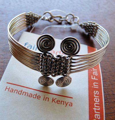 African Jewelry Silver Double Coil Wire Bracelet Kenya