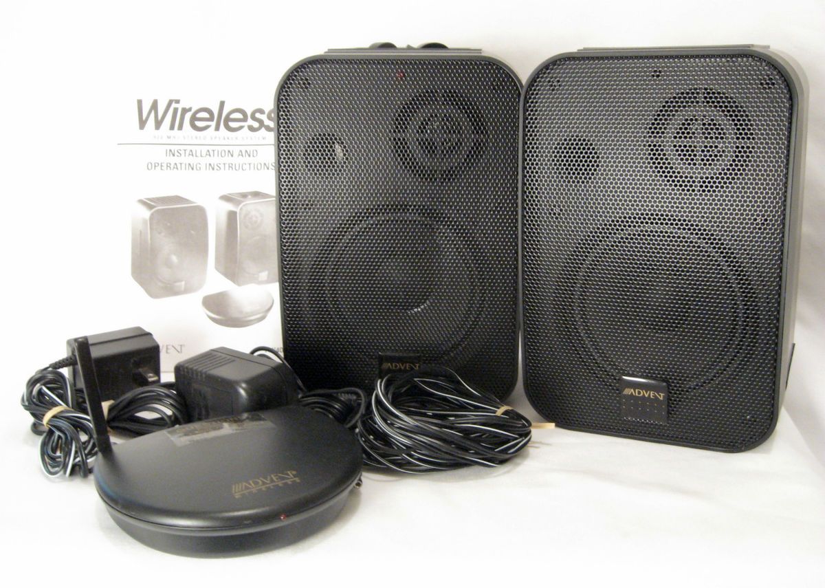 Advent AW400 Wireless Speakers Bookshelf w Orig Manual 900MHz Complete 