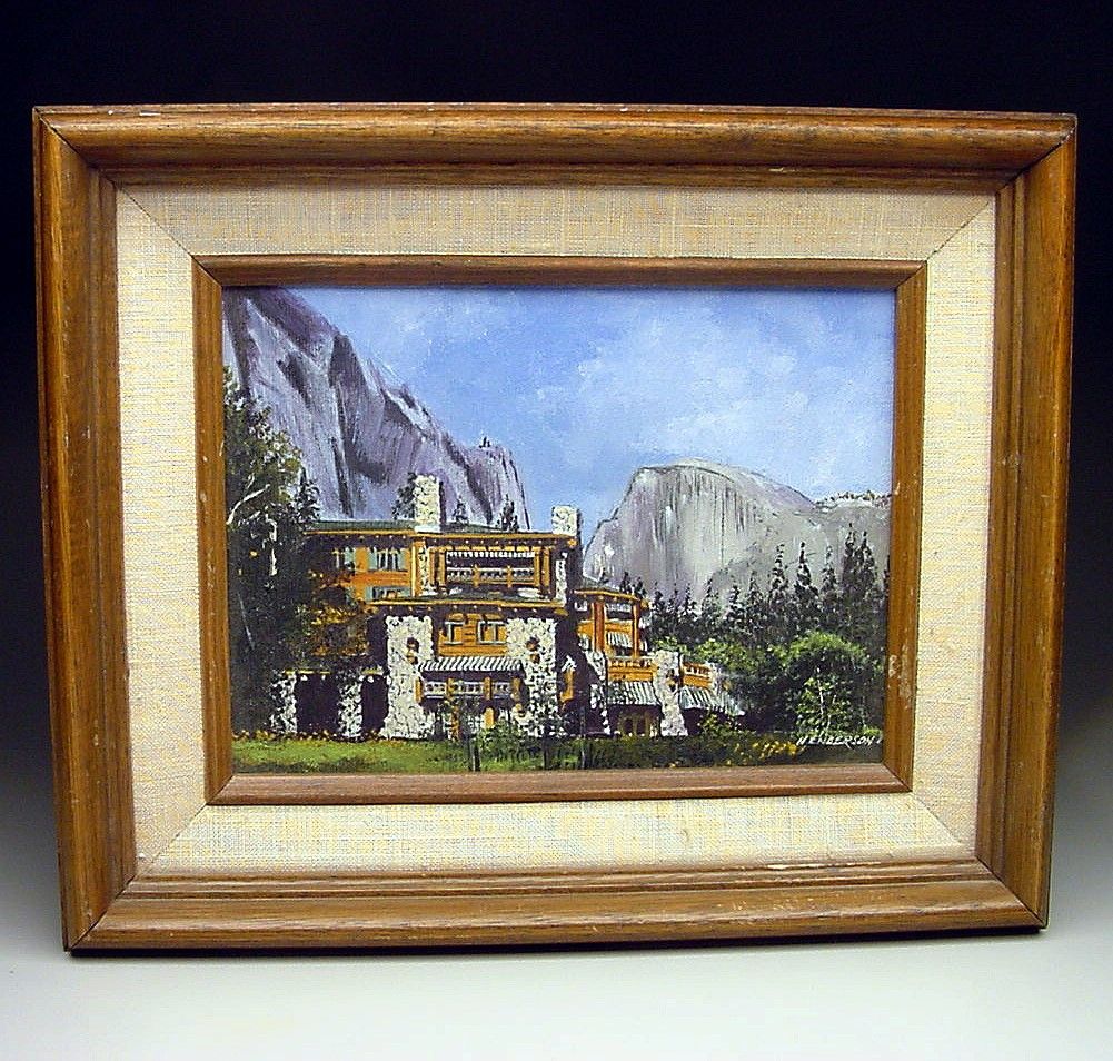    Acrylic ON CANVAS henderson yosemite ahwahnee lodge PAINTERLY NICE 2