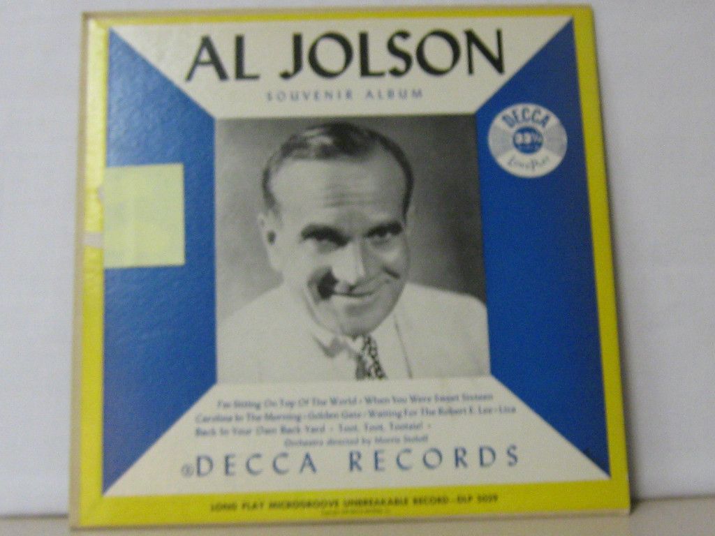 Vintage Al Jolson Souvenir Album 33 1 3 LP Decca Record