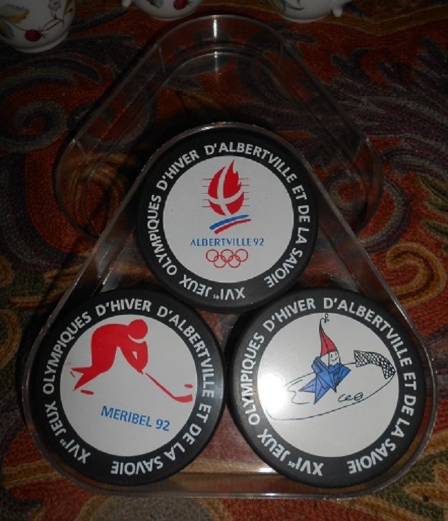 XVI Olympics Winter 1992 Albertville France Set of 3 Hockey Pucks 