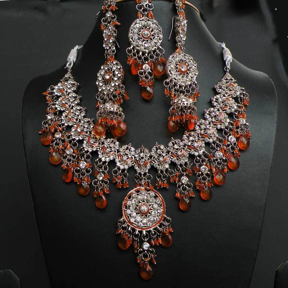 INDIAN JODHA AKBAR JEWELRY SET ETHNIC KUNDAN BRIDAL NECKLACE EARRING 