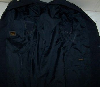 44L Foreman Clark Solid Navy Gold 2 Button Sport Coat Suit Blazer 