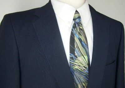 44L Foreman Clark Solid Navy Gold 2 Button Sport Coat Suit Blazer 