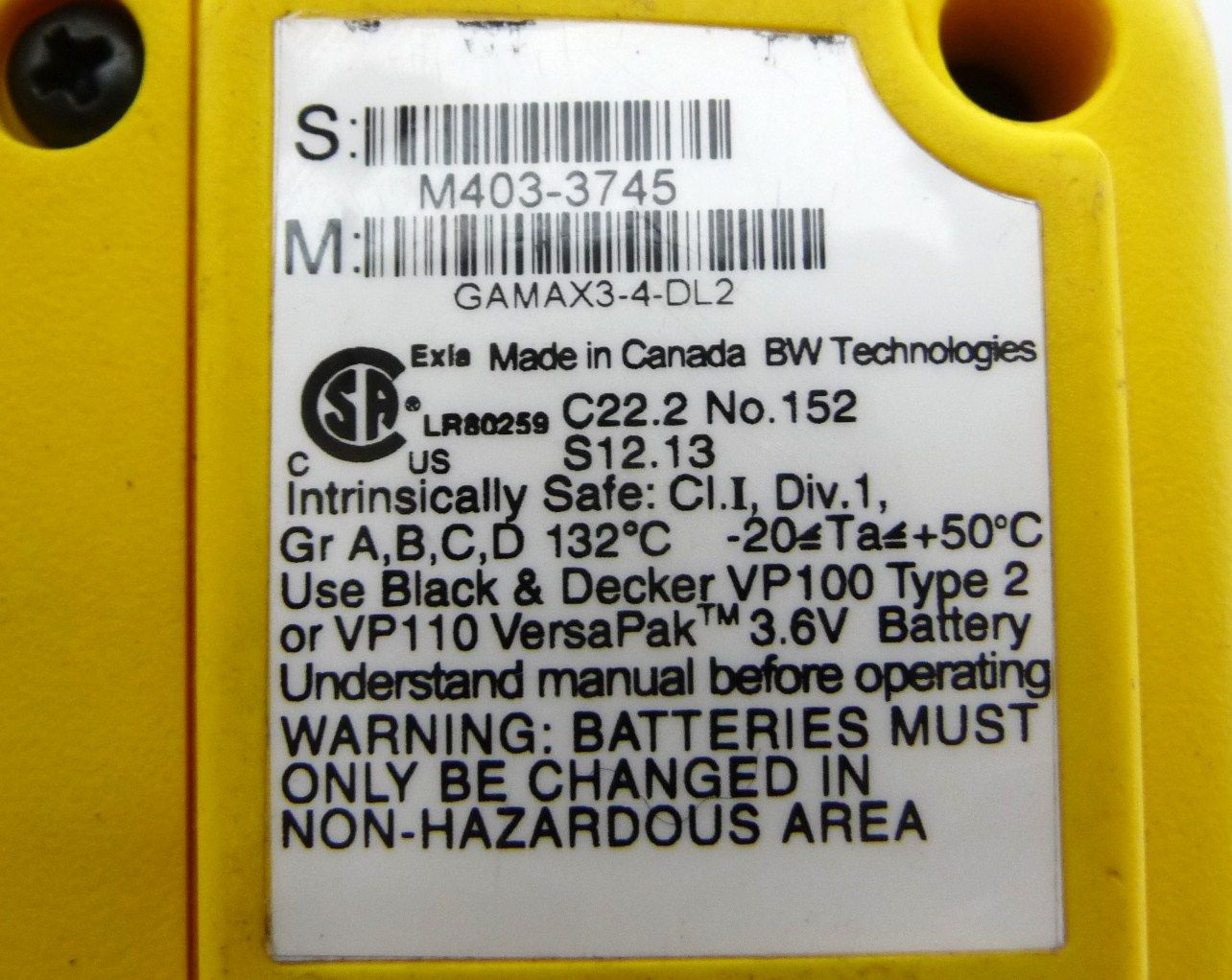 BW Technologies GAMAX3 4 DL2 Gasalertmax Multi Gas Alert Max Detector 