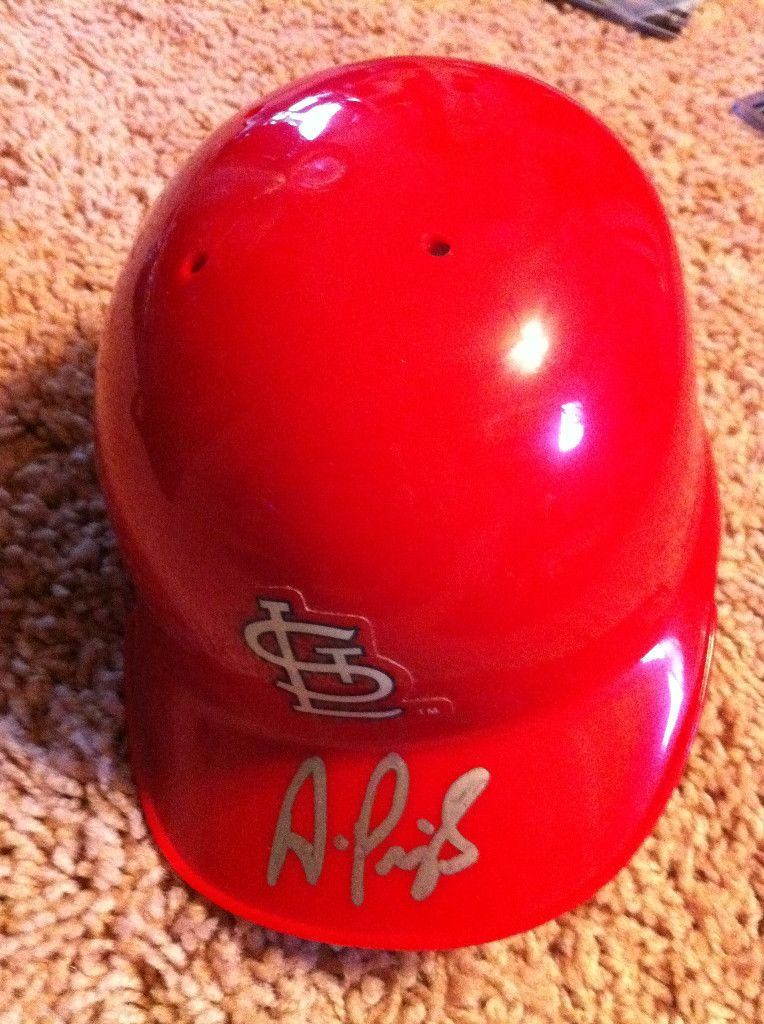 Albert Pujols Auto Signed Cards Mini Helmet COA Topps