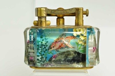 rare vintage alfred dunhill aquarium table lighter nr