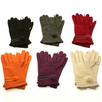   Technology Glove Outdoor Indoors Gloves with Faux Fake Leather Trim