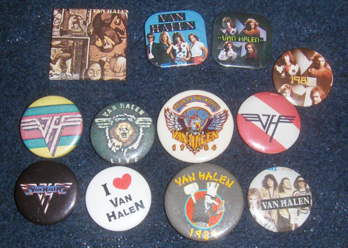 Van Halen Vintage Collectible Buttons 12 Buttons Eddie Alex MIchael 