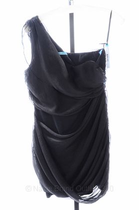 ALICE OLIVIA M 8 10 Wrapped Goddess Dress Black One Shoulder 