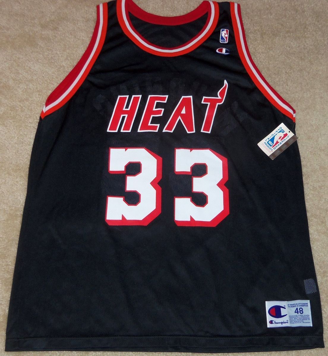 NEW VINTAGE ALONZO MOURNING MIAMI HEAT CHAMPION JERSEY 48 NWT 