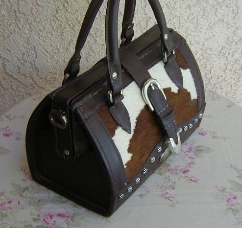   Brown Leather Pony Fur American West DRS Bag Satchel Purse