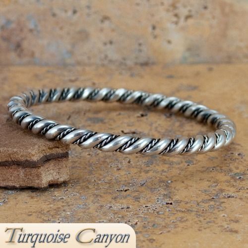 Navajo Native American Sterling Silver Bangle Bracelet SKU 224541 