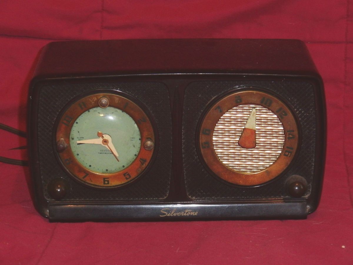 Vintage,Collectible,Silvertone,Tube Type,Tabletop,Clock, Radio, NO 