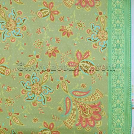 Amy Butler Soul Blossoms Sari Blooms Moss Green Paisley Quilt Fabric 