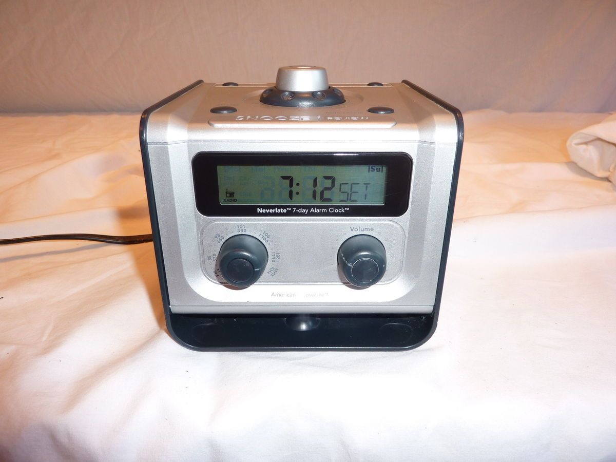 American Innovative Neverlate 7 Day Alarm Clock Radio NL7DAC PO Fast 