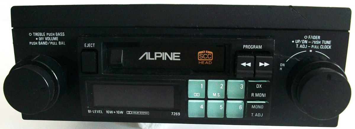 VINTAGE ALPINE 7269 CAR STEREO TUNER CASSETTE TAPE DECK SHAFT STYLE 