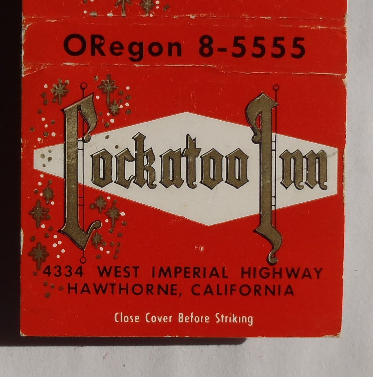 1950s Matchbook Andrew Lococos Cockatoo Inn West Imperial Highway 