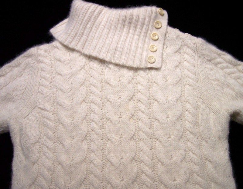 BANANA REPUBLIC WOMENS WOOL/ANGORA BLEND FLUFFY SWEATER, IVORY, L 