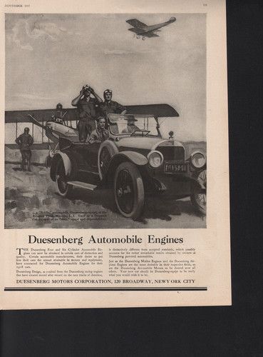 FA 1917 Duesenberg Car Travel Drive New York Military WWI Biddle Motor 