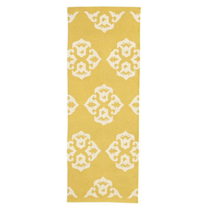 WEST ELM ANDALUSIA DHURRIE RUNNER RUG HORIZON/IVORY, 2.5 X 7L