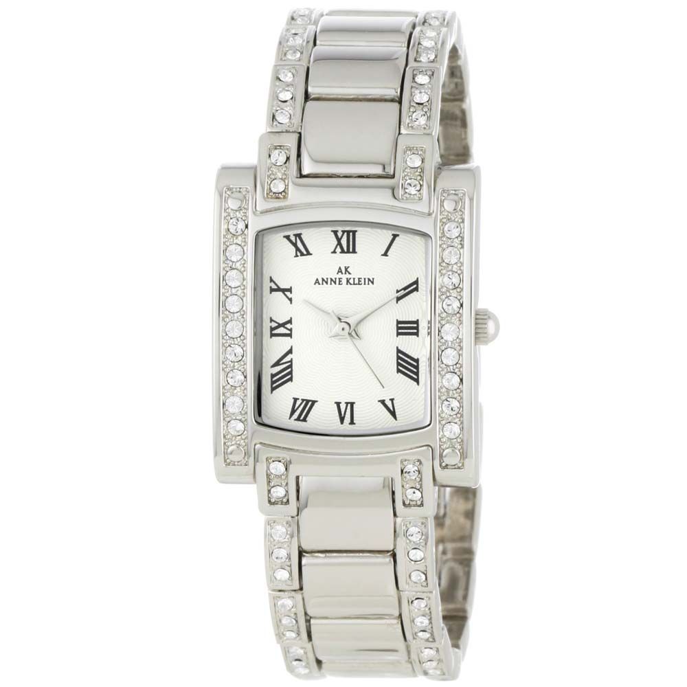 Anne Klein 10 7127SVSV Womens White Dial Swarovski Crystal Accented 