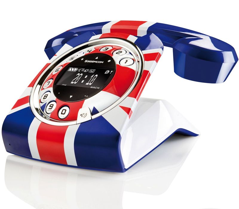   RETRO UNION JACK STYLISH DIGITAL CORDLESS PHONE W/ ANSWER MACHINE