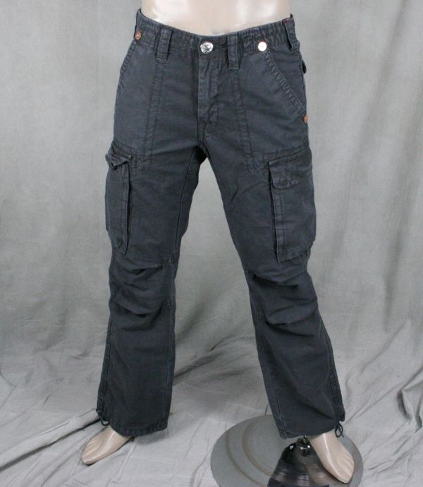 True Religion Jeans Mens Anthony Cargo Pants Charcoal Grey Gray 