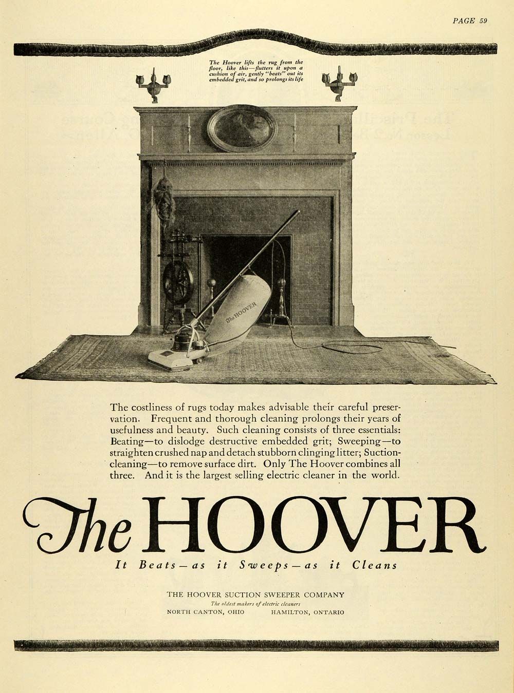 1920 Ad Antique Hoover Vacuum Sweeper Cleaner Household Appliances 