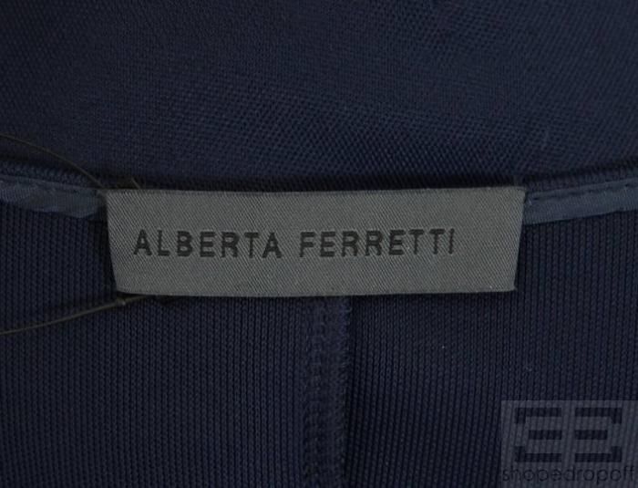 Alberta FERRETTI Navy Blue Jersey Knit Sleeveless Dress Size US 8 