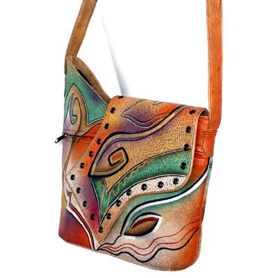 Anuschka Cross Body Sling Shoulder Bag Abstract Sunset