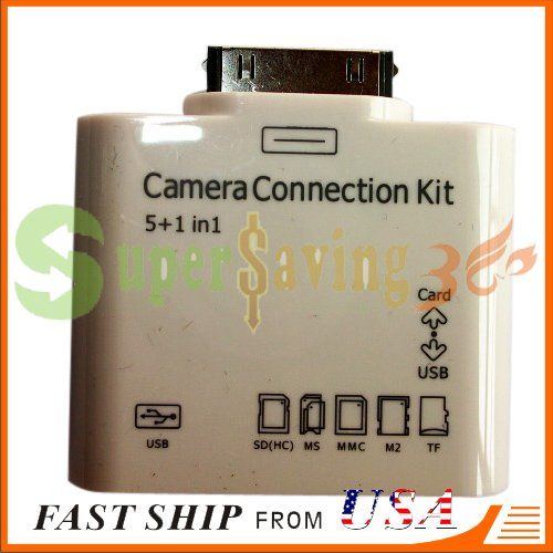   Connection Kit SD TF Card Reader Adapter for Apple iPad 2 White