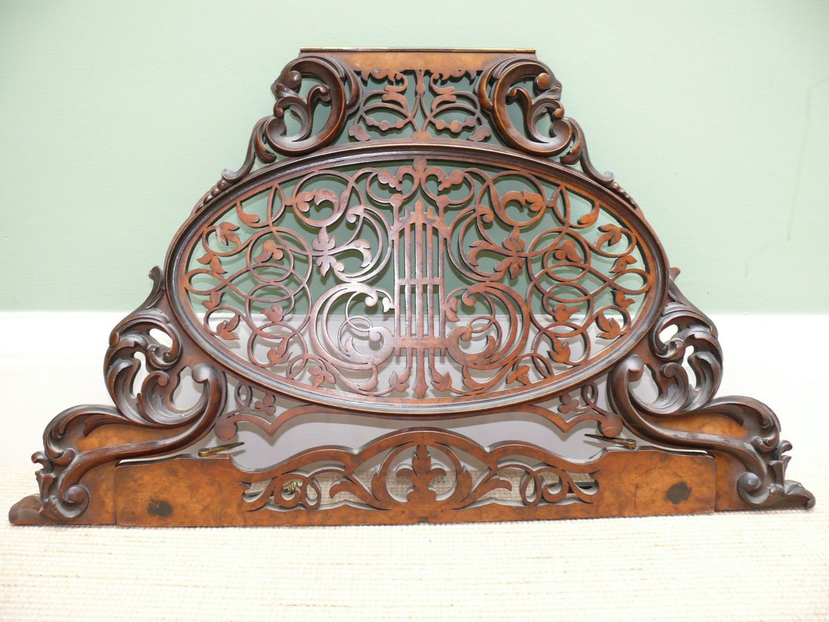 Stunning Antique Art Nouveau Carved Walnut Music Stand